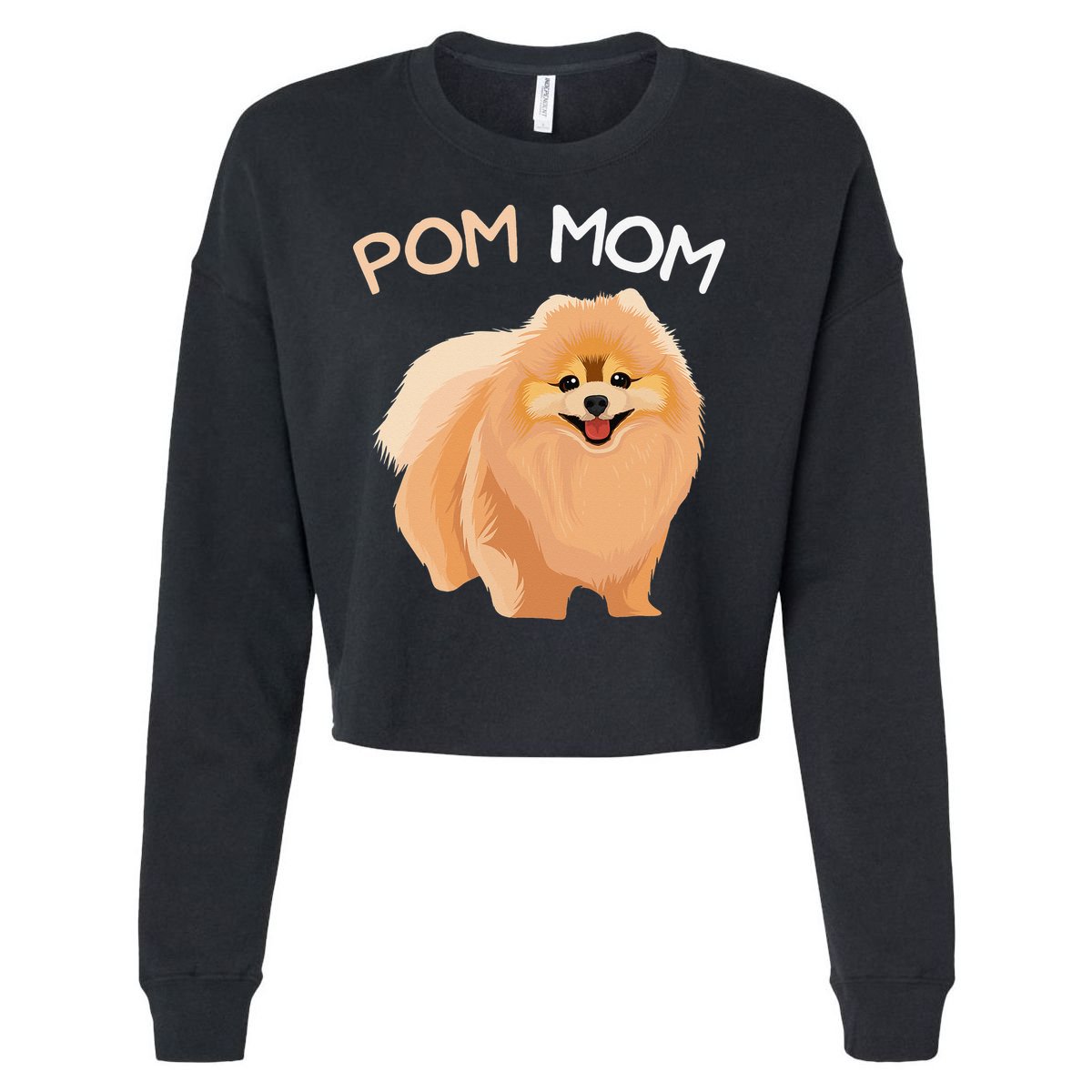 Pomeranian Pom Mom Dog Mama Cropped Pullover Crew