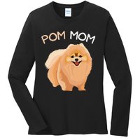 Pomeranian Pom Mom Dog Mama Ladies Long Sleeve Shirt