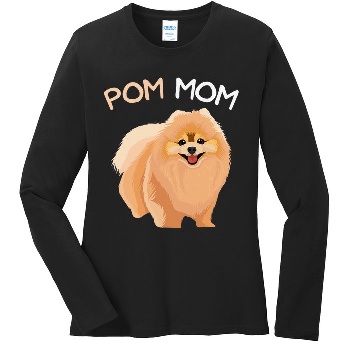 Pomeranian Pom Mom Dog Mama Ladies Long Sleeve Shirt