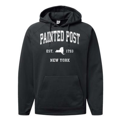 Painted Post New York Ny Vintage Performance Fleece Hoodie