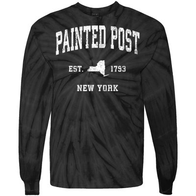 Painted Post New York Ny Vintage Tie-Dye Long Sleeve Shirt