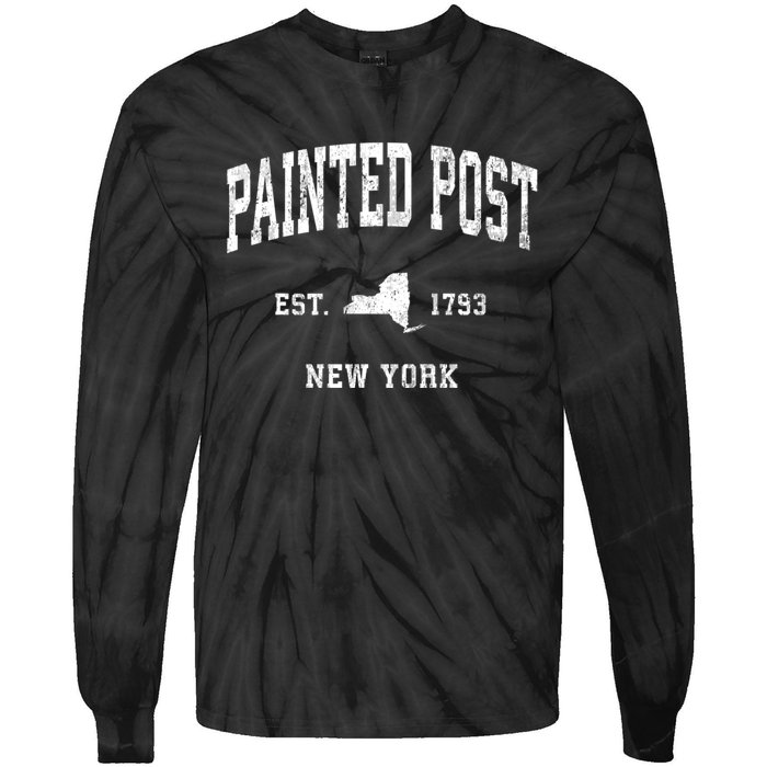 Painted Post New York Ny Vintage Tie-Dye Long Sleeve Shirt