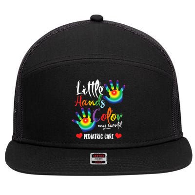 Pediatric Pediatrician Nurse Little Hands Color My World 7 Panel Mesh Trucker Snapback Hat