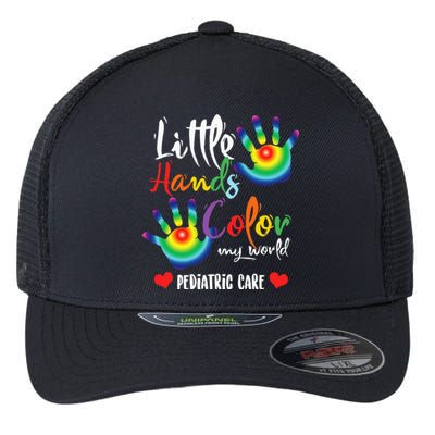 Pediatric Pediatrician Nurse Little Hands Color My World Flexfit Unipanel Trucker Cap