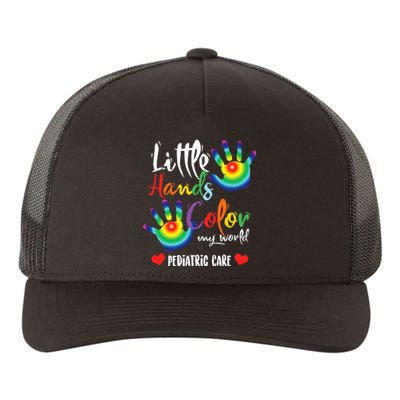 Pediatric Pediatrician Nurse Little Hands Color My World Yupoong Adult 5-Panel Trucker Hat