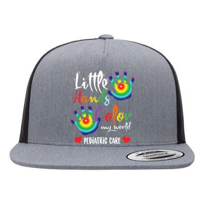 Pediatric Pediatrician Nurse Little Hands Color My World Flat Bill Trucker Hat