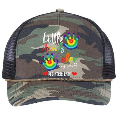 Pediatric Pediatrician Nurse Little Hands Color My World Retro Rope Trucker Hat Cap