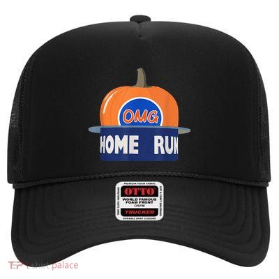 Playoff Pumpkin New York Omg Funny Pumpkin Hat Home Run High Crown Mesh Back Trucker Hat