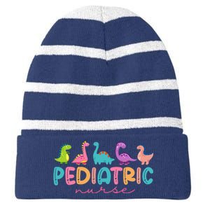 Picu Pediatric Nurse Dinosaurs Peds Nurse Crew Appreciation Striped Beanie with Solid Band