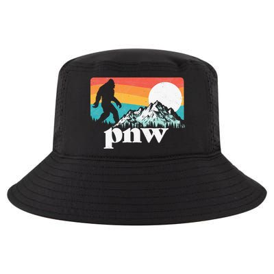 Pnw Pacific Northwest Bigfoot Mountains Retro 80s Graphic Cool Comfort Performance Bucket Hat
