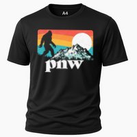 Pnw Pacific Northwest Bigfoot Mountains Retro 80s Graphic Cooling Performance Crew T-Shirt