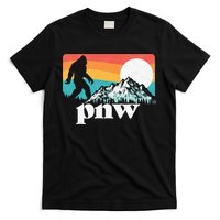 Pnw Pacific Northwest Bigfoot Mountains Retro 80s Graphic T-Shirt