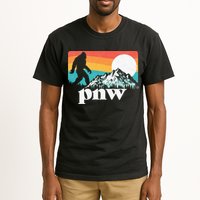 Pnw Pacific Northwest Bigfoot Mountains Retro 80s Graphic Tall T-Shirt