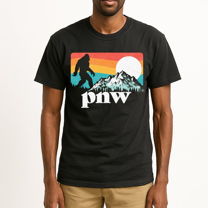 Pnw Pacific Northwest Bigfoot Mountains Retro 80s Graphic Tall T-Shirt