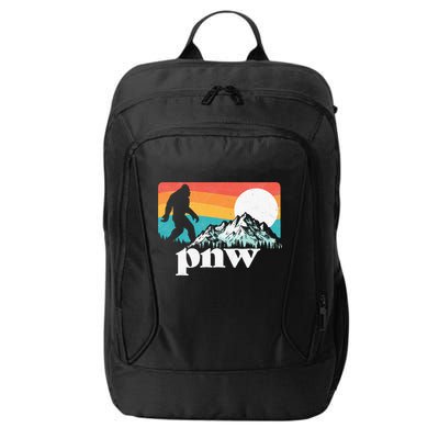Pnw Pacific Northwest Bigfoot Mountains Retro 80s Graphic City Backpack