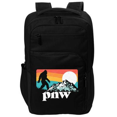 Pnw Pacific Northwest Bigfoot Mountains Retro 80s Graphic Impact Tech Backpack