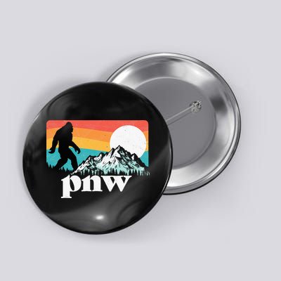 Pnw Pacific Northwest Bigfoot Mountains Retro 80s Graphic Button