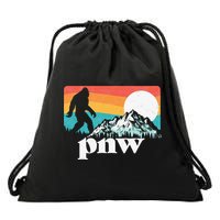 Pnw Pacific Northwest Bigfoot Mountains Retro 80s Graphic Drawstring Bag