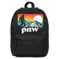 Pnw Pacific Northwest Bigfoot Mountains Retro 80s Graphic 16 in Basic Backpack