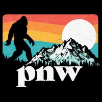 Pnw Pacific Northwest Bigfoot Mountains Retro 80s Graphic 16 in Basic Backpack