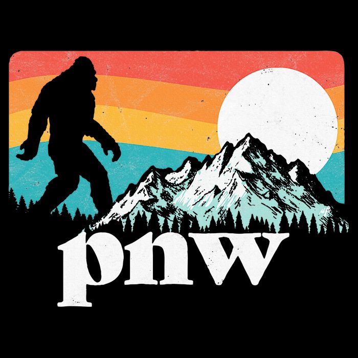 Pnw Pacific Northwest Bigfoot Mountains Retro 80s Graphic 16 in Basic Backpack