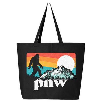 Pnw Pacific Northwest Bigfoot Mountains Retro 80s Graphic 25L Jumbo Tote