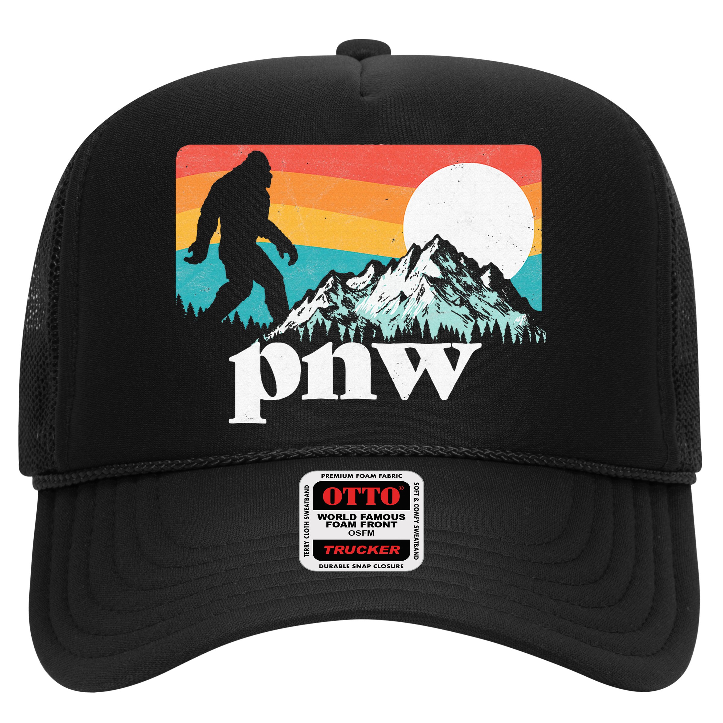 Pnw Pacific Northwest Bigfoot Mountains Retro 80s Graphic Hat