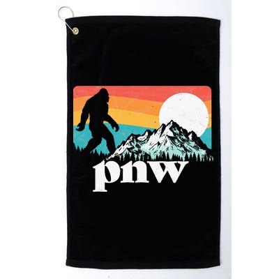 Pnw Pacific Northwest Bigfoot Mountains Retro 80s Graphic Golf Towel