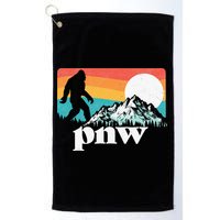 Pnw Pacific Northwest Bigfoot Mountains Retro 80s Graphic Golf Towel
