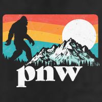 Pnw Pacific Northwest Bigfoot Mountains Retro 80s Graphic Golf Towel
