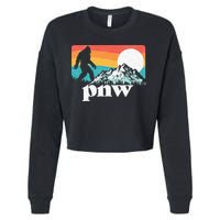 Pnw Pacific Northwest Bigfoot Mountains Retro 80s Graphic Cropped Pullover Crew