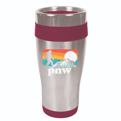 Pnw Pacific Northwest Bigfoot Mountains Retro 80s Graphic 16oz Travel Tumbler