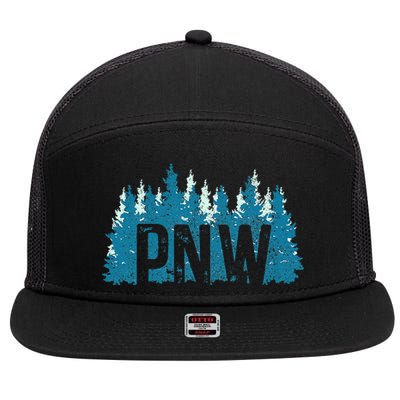 Pnw Pacific Northwest Mountains Idaho Oregon Washington 7 Panel Mesh Trucker Snapback Hat