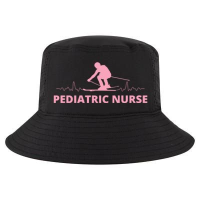 Pink Pediatric Nurse Heartbeat And Skier For Ski Lovers Meaningful Gift Cool Comfort Performance Bucket Hat