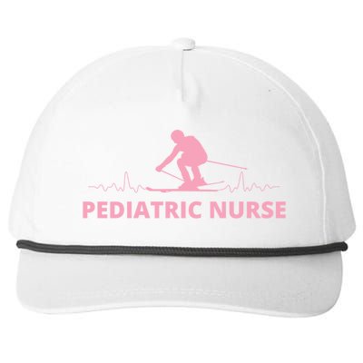 Pink Pediatric Nurse Heartbeat And Skier For Ski Lovers Meaningful Gift Snapback Five-Panel Rope Hat