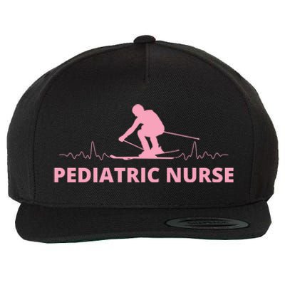 Pink Pediatric Nurse Heartbeat And Skier For Ski Lovers Meaningful Gift Wool Snapback Cap