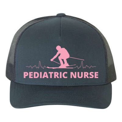 Pink Pediatric Nurse Heartbeat And Skier For Ski Lovers Meaningful Gift Yupoong Adult 5-Panel Trucker Hat