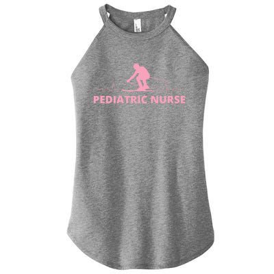 Pink Pediatric Nurse Heartbeat And Skier For Ski Lovers Meaningful Gift Women’s Perfect Tri Rocker Tank