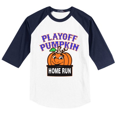 Playoff Pumpkin New York Omg With Smiling Pumpkin Face Baseball Sleeve Shirt