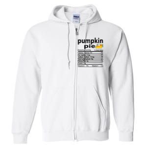 Pumpkin Pie Nutrition Fact For Thanksgiving Family Full Zip Hoodie