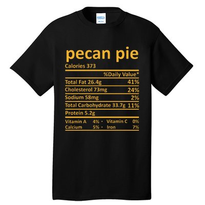 Pecan Pie Nutrition Thanksgiving Costume Food Fact Christmas Tall T-Shirt