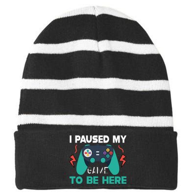 PNG Striped Beanie with Solid Band