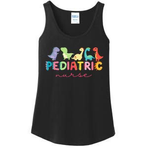 PICU Pediatric Nurse Dinosaurs Peds Nurse Crew Appreciation Ladies Essential Tank