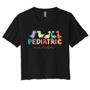 PICU Pediatric Nurse Dinosaurs Peds Nurse Crew Appreciation Women's Crop Top Tee