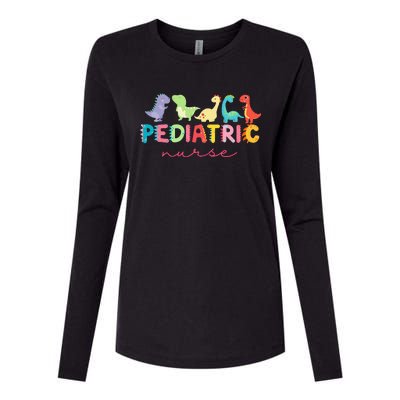 PICU Pediatric Nurse Dinosaurs Peds NurseCrew Appreciation Womens Cotton Relaxed Long Sleeve T-Shirt