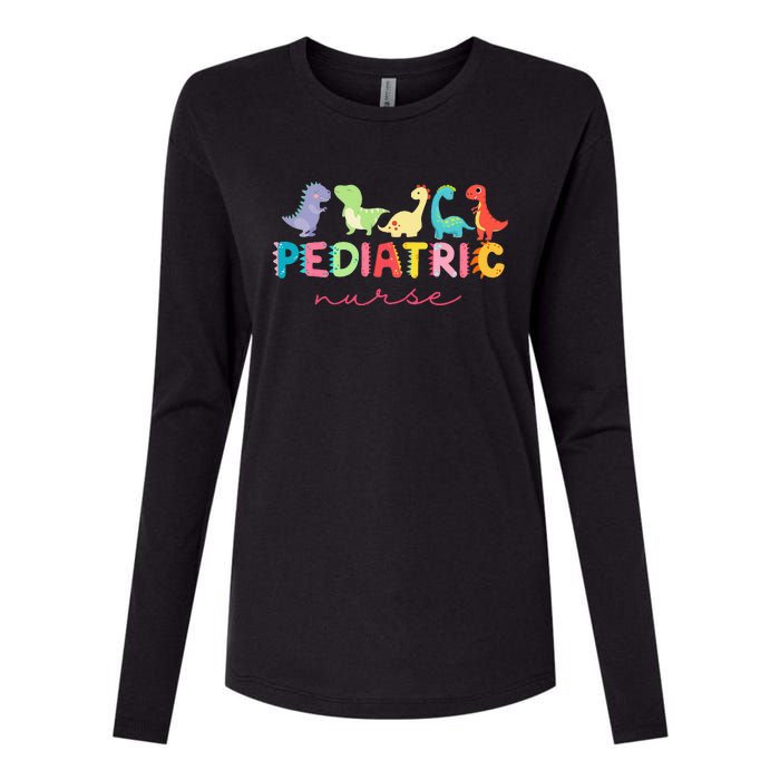 PICU Pediatric Nurse Dinosaurs Peds NurseCrew Appreciation Womens Cotton Relaxed Long Sleeve T-Shirt