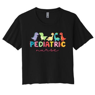 PICU Pediatric Nurse Dinosaurs Peds NurseCrew Appreciation Women's Crop Top Tee