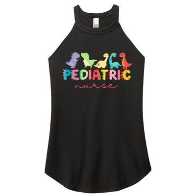 PICU Pediatric Nurse Dinosaurs Peds NurseCrew Appreciation Women's Perfect Tri Rocker Tank