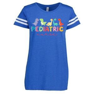 PICU Pediatric Nurse Dinosaurs Peds NurseCrew Appreciation Enza Ladies Jersey Football T-Shirt