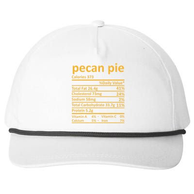 Pecan Pie Nutrition Thanksgiving Costume Food Fact Snapback Five-Panel Rope Hat